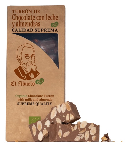 TORRÓ DE XOCOLATA LLET I AMETLLES ECO El Abuelo 200g